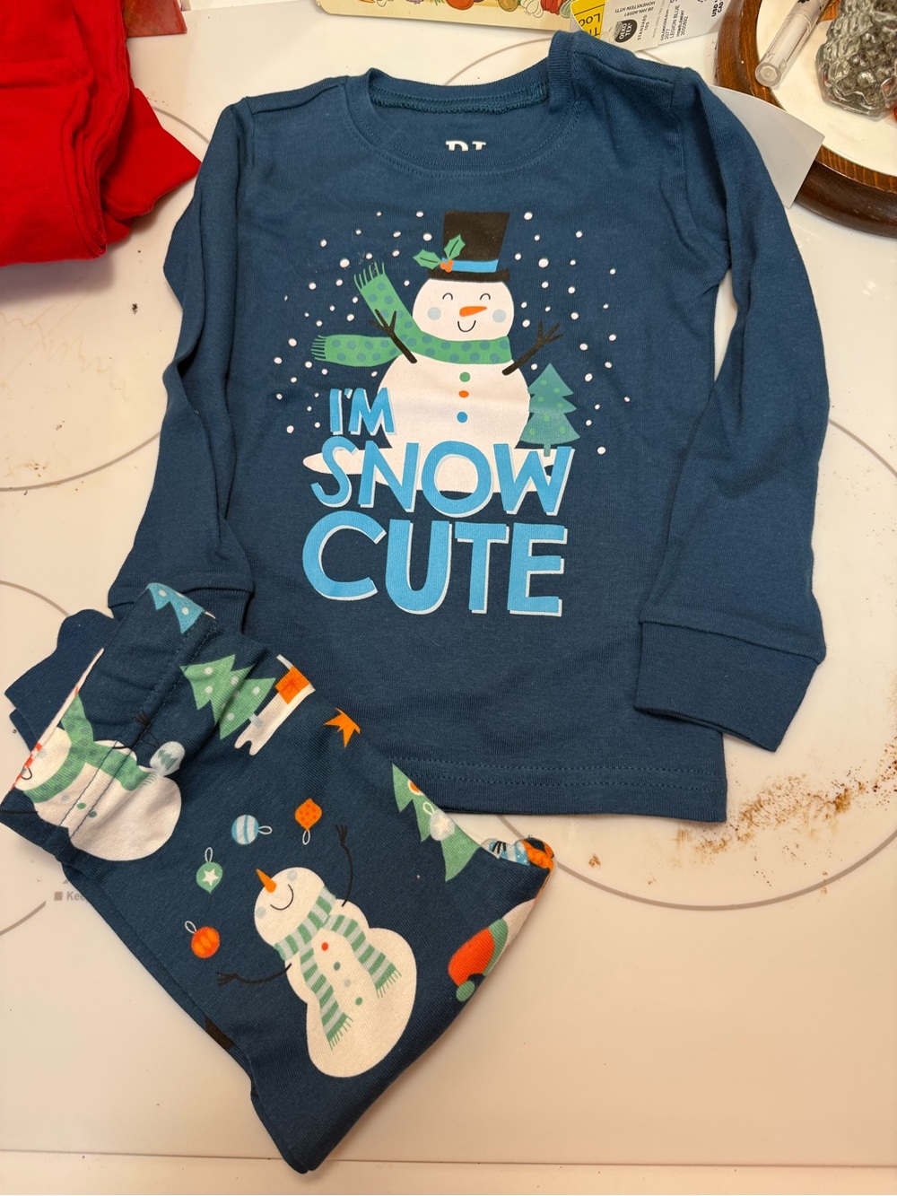 The Children's Place Navy Snowman "I'm Snow Cute" Pajama Set
